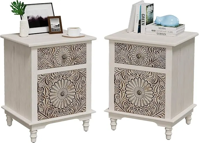 SUNBURY Night Stand Set 2, Accent End Table