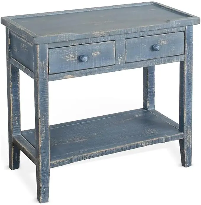Sunny Designs Marina Ocean Blue Wood Side Table