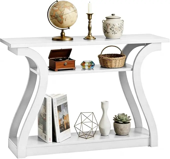 SUPER DEAL Wood Console Table for Entryway, 3 Tier Decorative Sofa Table