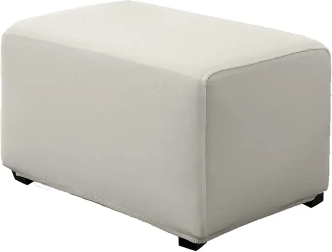 Super Stretch Ottoman Cover- Soft Form Fit Ottoman Cover Rectangular Ottoman