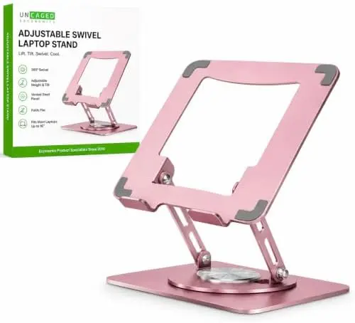 Swivel Laptop Stand for Desk, 360 Riser, Brushed Pink