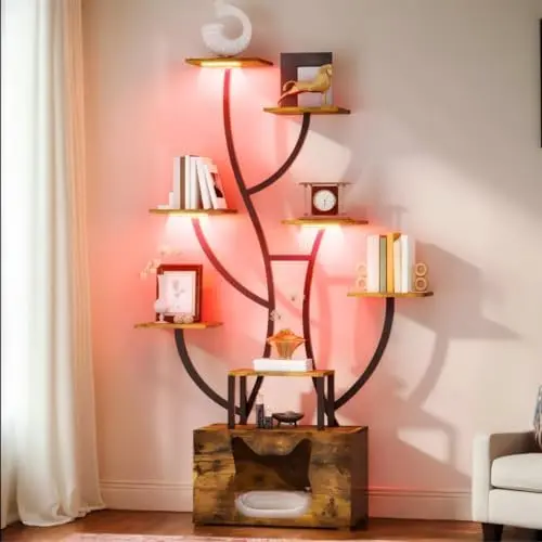 Tall Bookshelf with LED Light