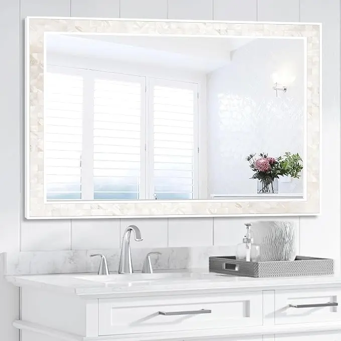 Tanmicoshomy White Shell Framed Rectangular Mirrors