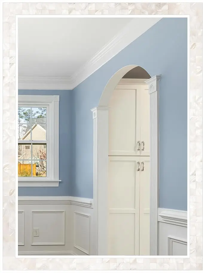 Tanmicoshomy White Shell Framed Rectangular Mirrors