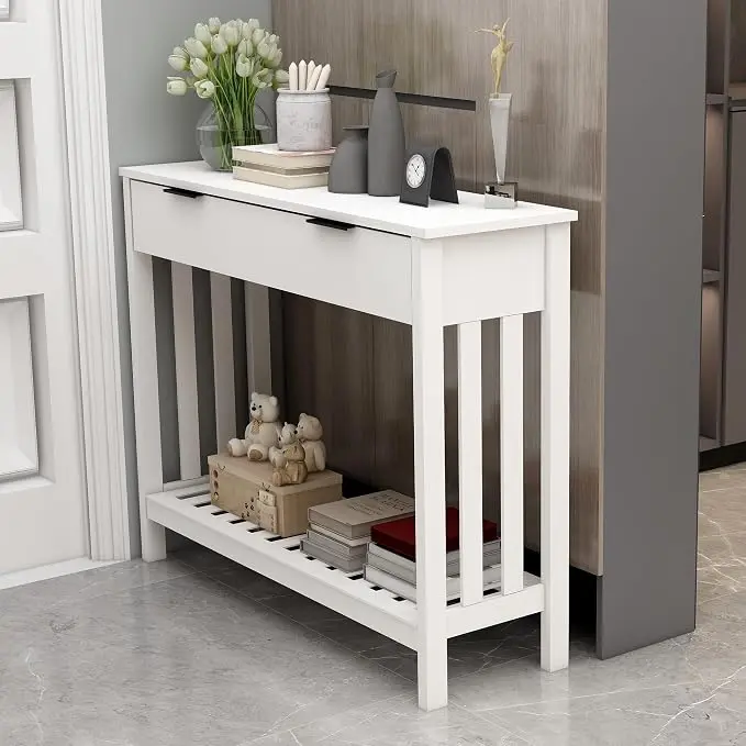 TaoHFE White Narrow Console Table