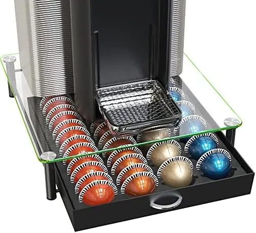 Tempered Glass Vertuo Pod Holder, Fits 24 Large/48 Small Pods