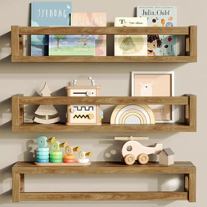 TidyCorner Upgraded Thick Floating Shelves, Solid Wood Bookshelf