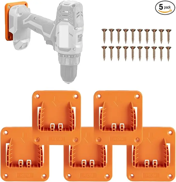 Tool Holder Compatible for Ridgid 18V Drill, Wall Mount Tool Hanger for Power Tool Storage Organizer, for Workshop, Garage, Work Van, Under Shelf, Tool Box-5 Pack