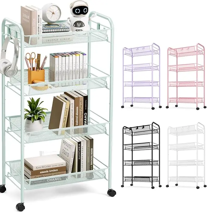 TOOLF 4-Tier Rolling Cart, Metal Utility Cart
