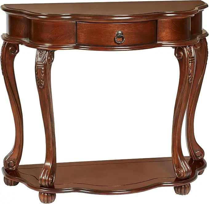 Touch of Class Eudora Natural Cherry Console Table | Half Round Wooden Vintage