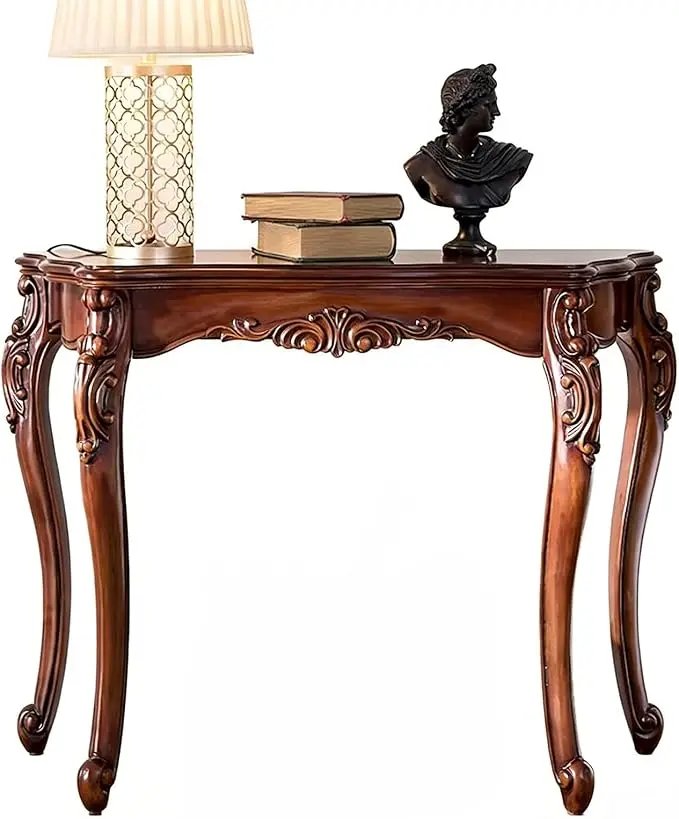 Traditional Carved Wood Console Table, Classic Entryway Table