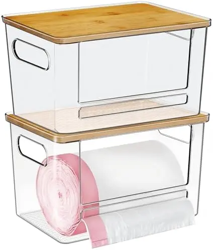Trash Bag Dispenser 2 Pack - Under Sink Organizer, Plastic Bag Holder