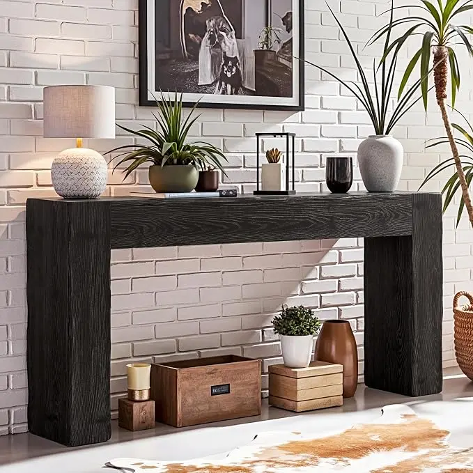 Tribesigns 63-Inch Solid Wood Console Sofa Table, Farmhouse Long Entryway Table