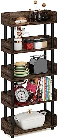 Turn-N-Tube 5-Tier Display Shelf, Open Frame, Walnut