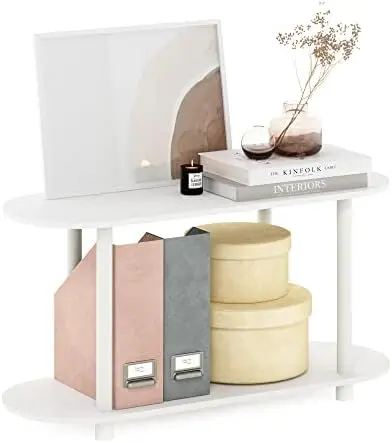 Turn-N-Tube No Tools Modern Oval Side Table, White/Virgin White