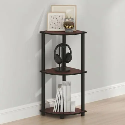Turn-N-Tube Toolless Assembly 3-Tier Storage Shelves, Dark Cherry