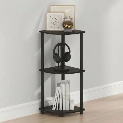 Turn-N-Tube Toolless Assembly 3-Tier Storage Shelves, Espresso