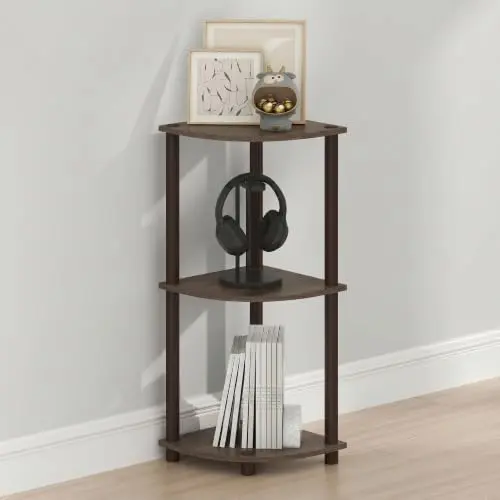 Turn-N-Tube Toolless Assembly 3-Tier Storage Shelves, Walnut
