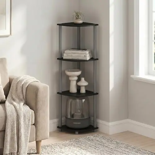 Turn-N-Tube Toolless Assembly 4-Tier Storage Shelves, Black