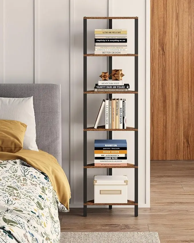 TUTOTAK Corner Shelf, 6-Tier Corner Bookshelf