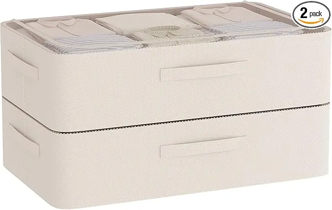 Under Bed Storage Bins Frame Storage Box Oxford Fabric Sturdy Underbed Container Foldable Stackable Large Capacity Clothes Organizer