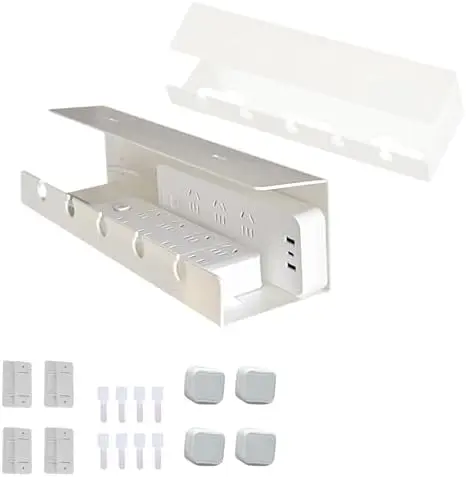 Under Desk Cable Management Tray, White, 2-Pack