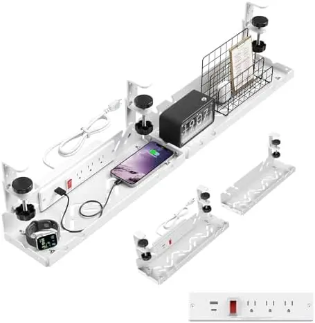 Under Desk Cable Management Tray with Power Outlet