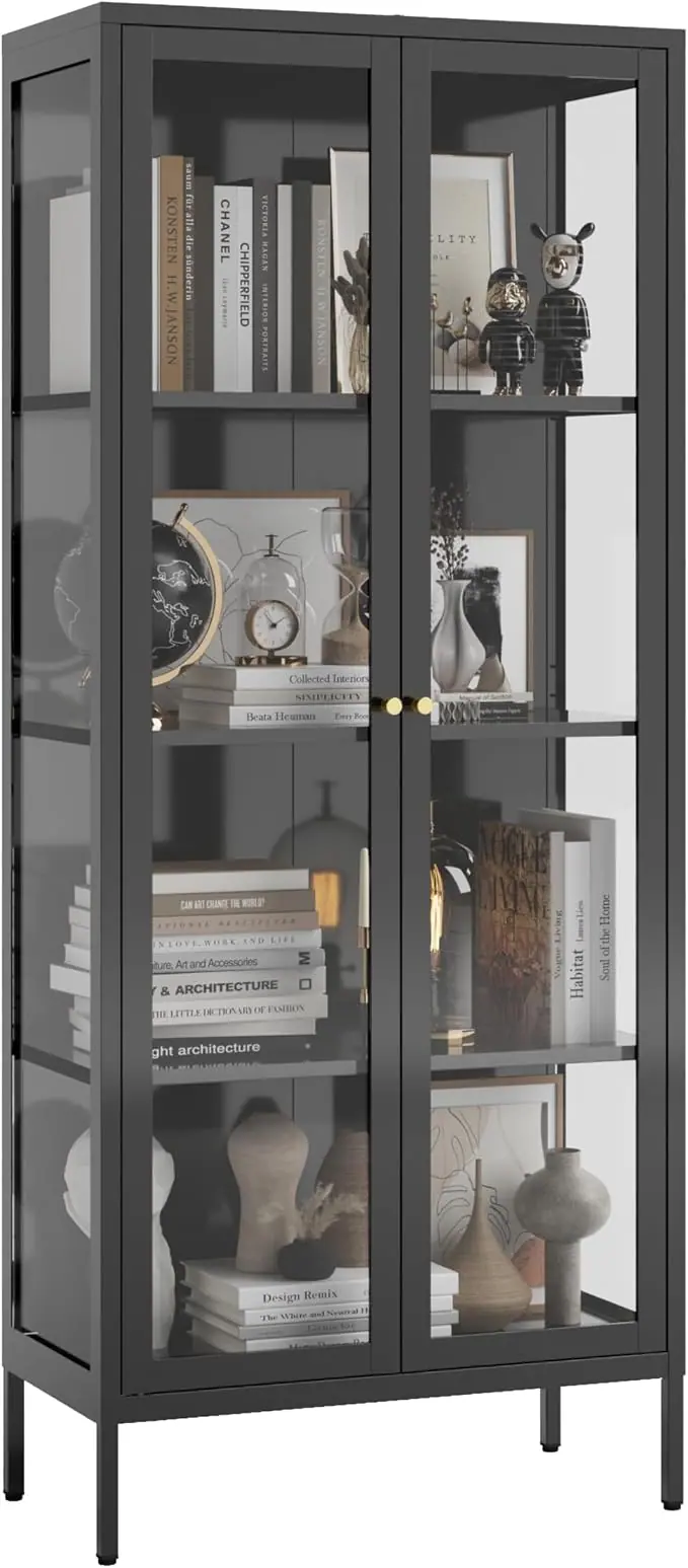 UNICOLY Glass Display Cabinet 4-Tier, Display Cabinet