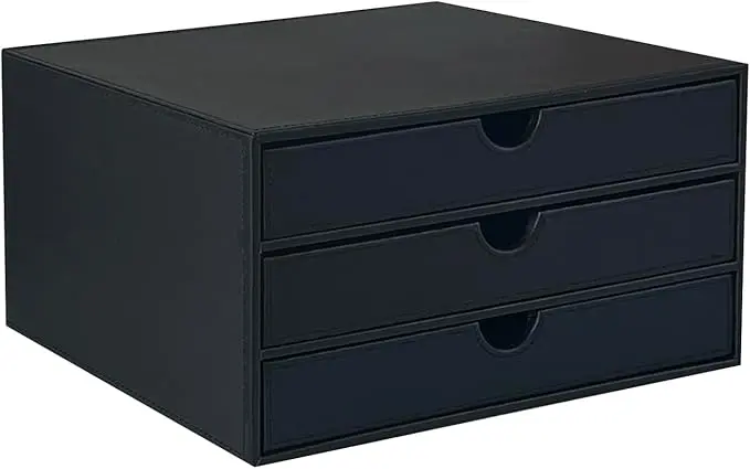 UnionBasic Document Organizer, 3-Drawer File Cabinet Document Storage Box, Office Desktop Filing Organizer, Black