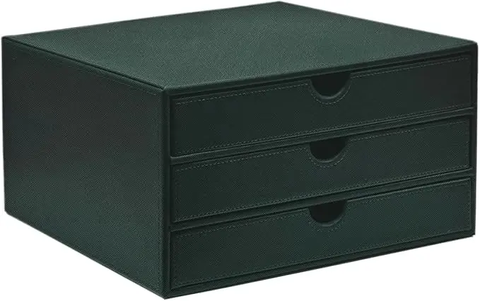 UnionBasic Document Organizer, 3-Drawer File Cabinet Document Storage Box, Office Desktop Filing Organizer, Dark Green