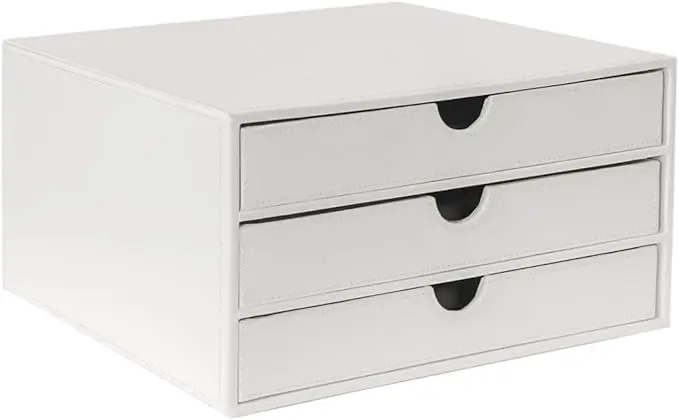 UnionBasic Document Organizer, 3-Drawer File Cabinet Document Storage Box, Office Desktop Filing Organizer, White