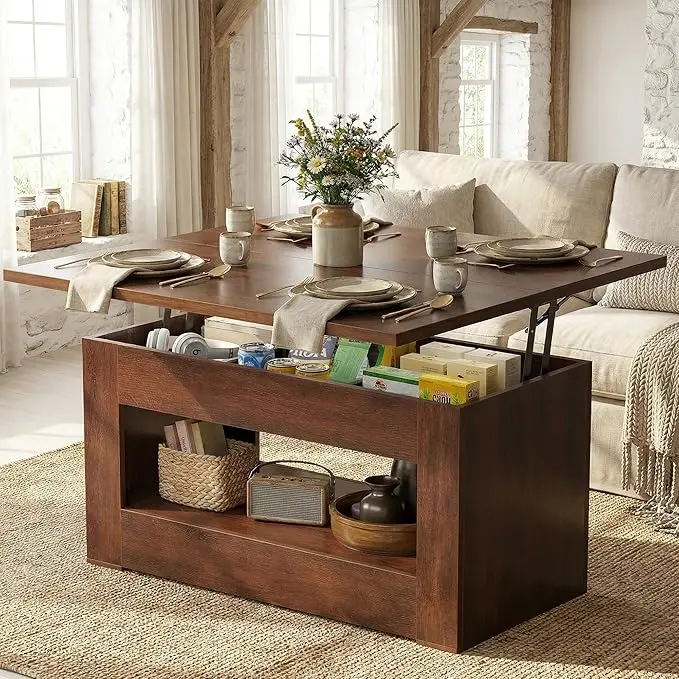 UNIQUITE 40" Lift Top Coffee Table, 4 in 1 Multi-Function Lift Coffee Tables