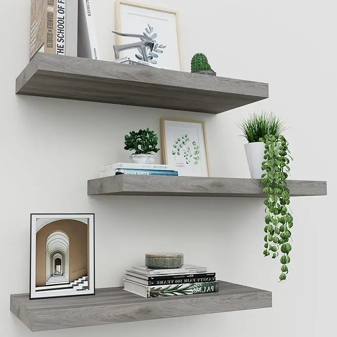 Upassion Floating Shelves for Wall Set of 3, Frame Display Floating Shelf for