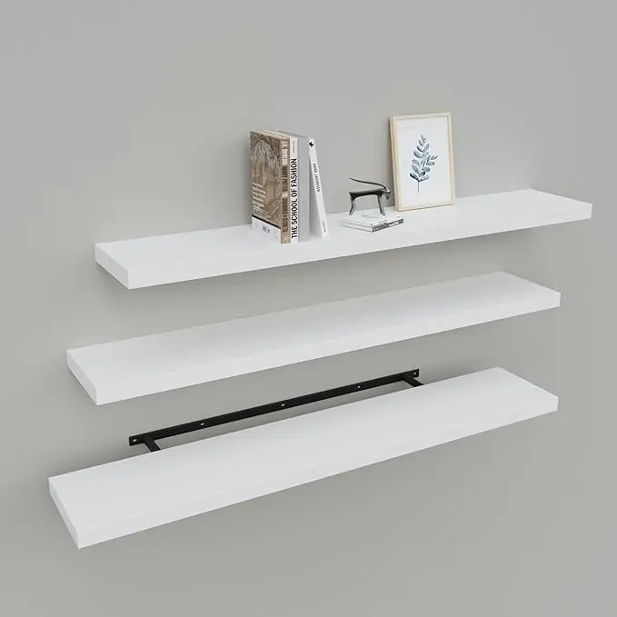 Upassion Floating Shelves for Wall Set of 3, Frame Display White Floating Shelf