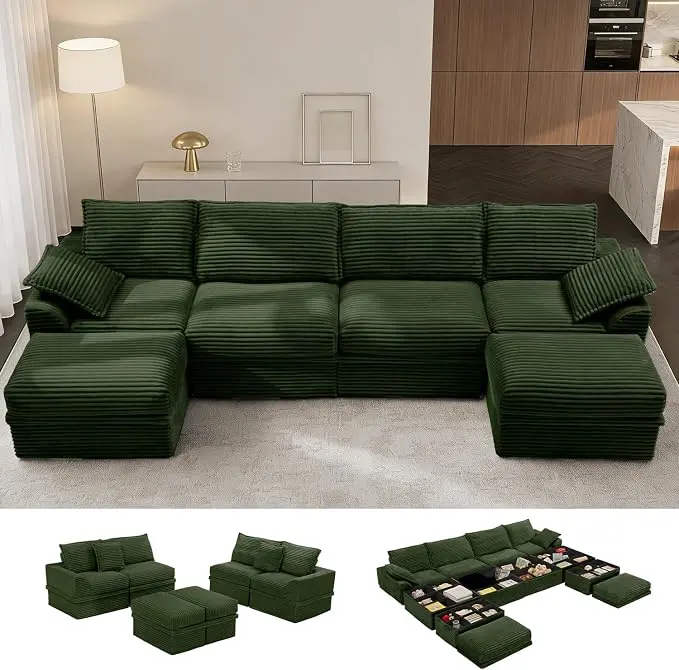 Upgrade Boneless Couch with Storage, Extra Deep&High Seat Modular Sectional