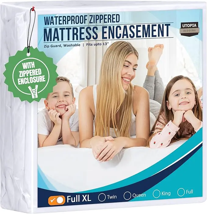 Utopia Bedding Mattress Protector Zippered Full XL Size, 100% Waterproof Bed