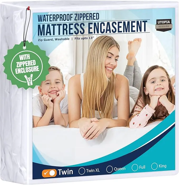 Utopia Bedding Mattress Protector Zippered Twin Size, 100% Waterproof Bed Bug