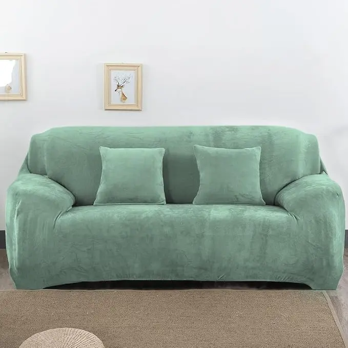 vctops 1-Piece Velvet Plush Stretch Loveseat Sofa Slipcover