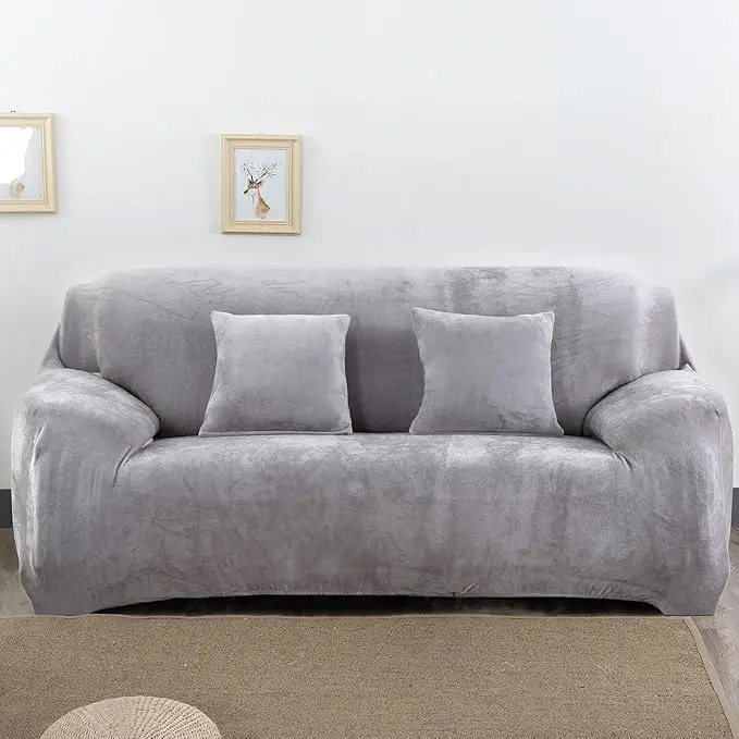vctops 1-Piece Velvet Plush Stretch Sofa Slipcover