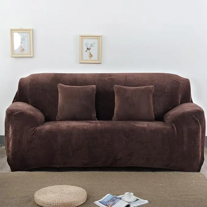 vctops 1-Piece Velvet Plush Stretch Sofa Slipcover
