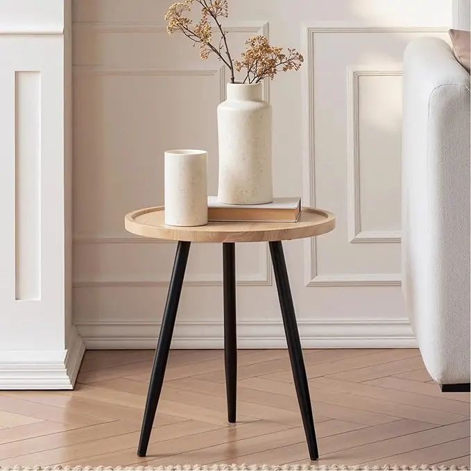 VECELO Modern Side Table, Round Small End Table, Exclusively Designed