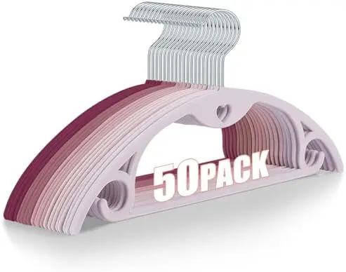 Velvet Hangers Felt Clothes Hangers 50 Pack Pink Multi