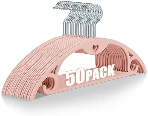 Velvet Hangers Felt Clothes Hangers 50 Pack Pink