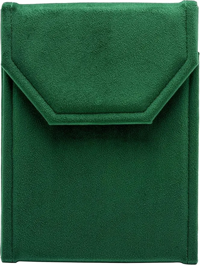 Velvet Necklace Jewelry Travel Folder Storage Display Case (Green)