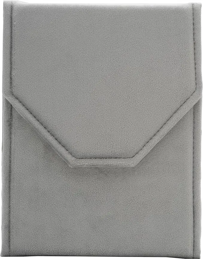 Velvet Necklace Jewelry Travel Folder Storage Display Case (Grey)