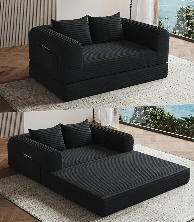 Versatile 2 in1 Loveseat Accent Chair Couch Convertible Boneless Chaise Lounge