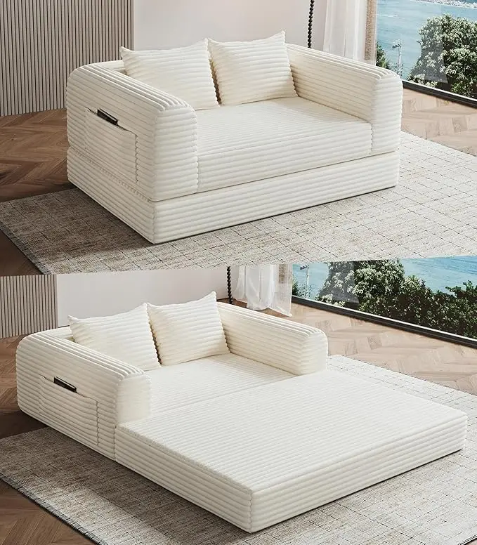 Versatile 2 in1 Loveseat Armchair Couch Convertible Boneless Chaise Lounge