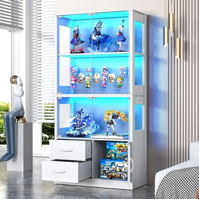VersionTECH. Glass Display Cabinet, 4-Tier Curio Cabinet