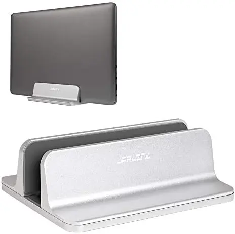 Vertical Laptop Stand, Adjustable Aluminum Desktop Holder, Silver