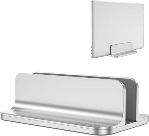 Vertical Laptop Stand Holder, Adjustable Dock for MacBook, Silver